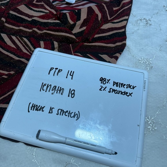 Vintage Y2K Made in USA Burgundy & Brown Geometric Asymmetrical Top – Tag Medium - Picture 6 of 8